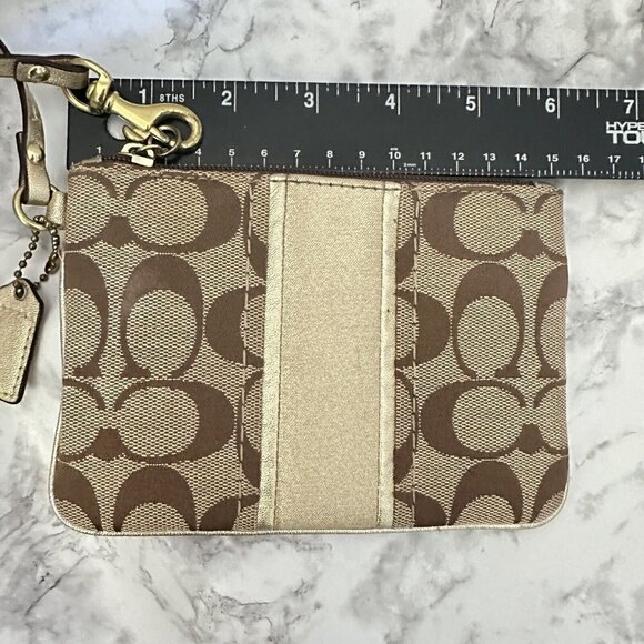 Coach Signature‎ Mini Brown Gold Wristlet Wallet - Picture 5 of 6